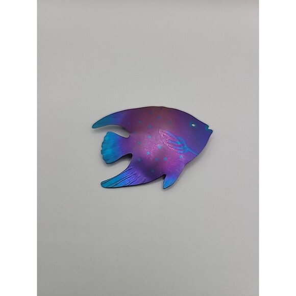 Vintage Brooch Pin Fish Purple Blue Ocean  School Jewelry Costume - Picture 9 of 16